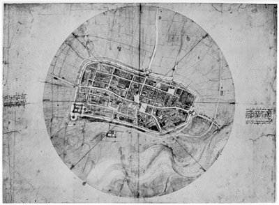 Plan af Imola, Italien, c1502 1954 af Leonardo da Vinci