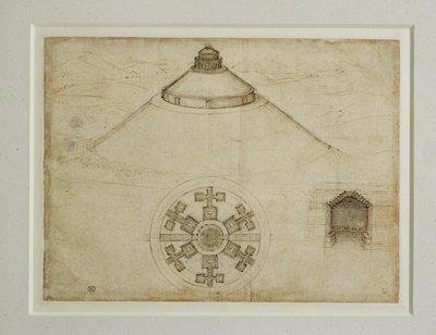 Projekt for en central plan grav; elevation ... af Leonardo da Vinci