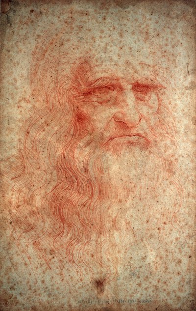 Selvportræt af Leonardo da Vinci, italiensk maler, billedhugger, ingeniør og arkitekt, c1513 af Leonardo da Vinci