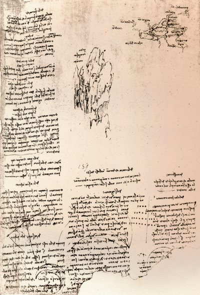 Skitse af en top i Armenien og et skitsekort over Armenien, c1472-c1519 1883 af Leonardo da Vinci
