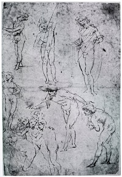 Studier til The Adoration of the Magi, 1400-tallet, 1954 af Leonardo da Vinci