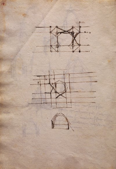 Studier til katedralens lanterne, fra Codex Trivulzianus af Leonardo da Vinci