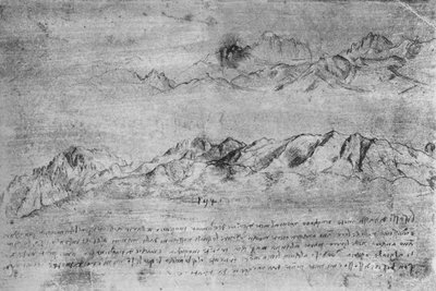 Studier af bjergkæder, c1480 1945 af Leonardo da Vinci