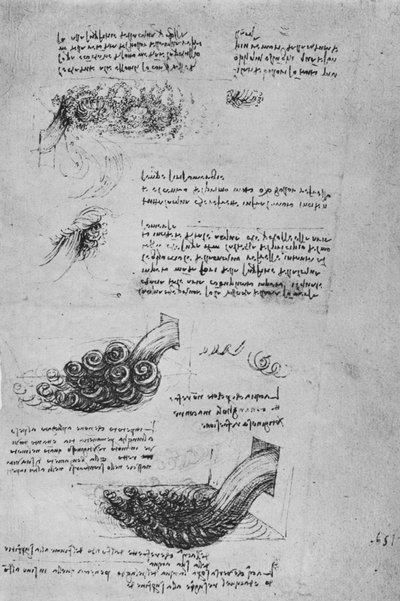 Studier af vandformationer, c1480 1945 af Leonardo da Vinci