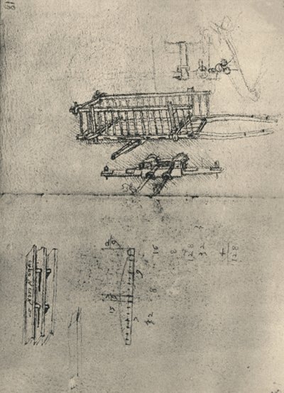 Studier af en vogn, etc., c1480 1945 af Leonardo da Vinci
