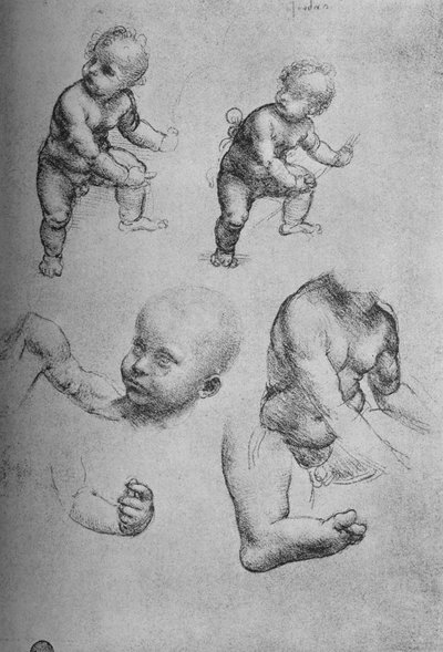 Studier af et barn og dele af et barn, c1480 1945 af Leonardo da Vinci