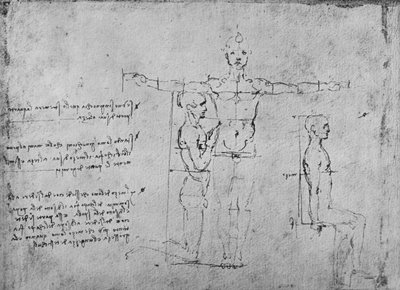 Studier af proportionerne mellem tre figurer, c1480 1945 af Leonardo da Vinci