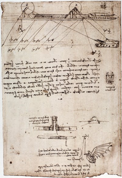 Undersøgelse for en havudgravning af Leonard de Vinci (Leonardo da Vinci) (1452 - 1519). Tegning med pen og blæk. af Leonardo da Vinci