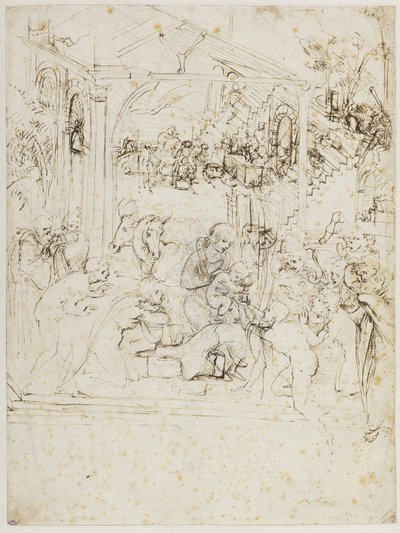 Studie til tilbedelse af Magi, ca 1481. af Leonardo da Vinci