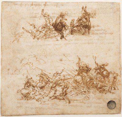 Studie til slaget ved Anghiari, ca 1503-1504. af Leonardo da Vinci