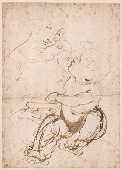 Studie for Madonnaen med en frugtskål, ca 1478. af Leonardo da Vinci
