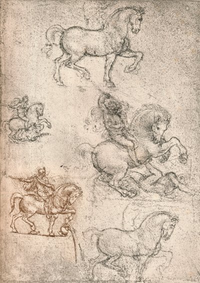 Studie til Sforza-monumentet, c1482-c1499 1883 af Leonardo da Vinci