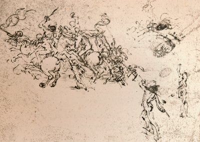Studie til tegneserien af slaget ved Anghiari, c1472-c1505 1883 af Leonardo da Vinci