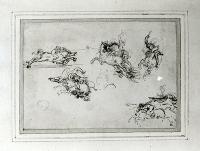 Study of Horsemen in Combat, 1503-4 (pen og blæk på papir) af Leonardo da Vinci