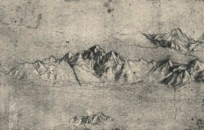 Studie af bjergkæder, c1480 1945 af Leonardo da Vinci