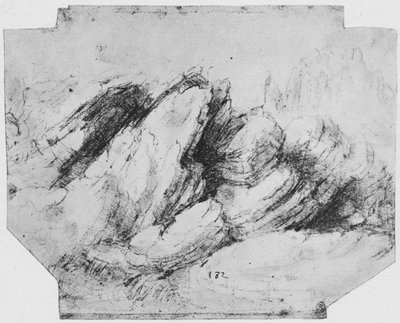 Studie af klippeformationer, c1480 1945 af Leonardo da Vinci