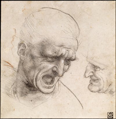 Studie af to krigere" hoveder til slaget ved Anghiari, 1504-05 af Leonardo da Vinci