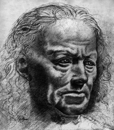 Studie af udtryk af Leonardo da Vinci