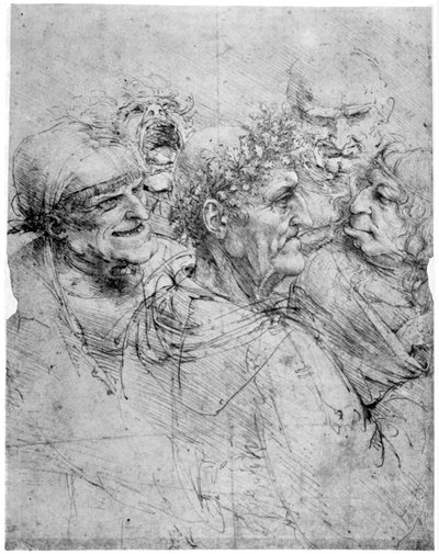 Studie af fem groteske hoveder, c1494 1954. af Leonardo da Vinci