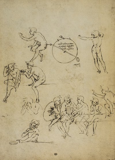 Studie af menneskelige figurer i forskellige positioner; tegning af Leonardo da Vinci. Louvre, Paris af Leonardo da Vinci