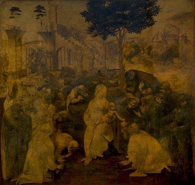Magiernes tilbedelse, ca. 1480 af Leonardo da Vinci