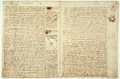 Codex-hammeren, side 124-127, 1508-12 af Leonardo da Vinci
