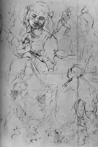 The Madonna and Child and Other Studies, c1469 1945 af Leonardo da Vinci