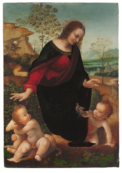 Madonnaen og barnet med spædbarnet Sankt Johannes Døberen af Leonardo da Vinci