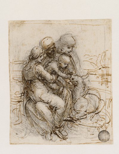 Jomfruen og barnet med den hellige Anne Anna Metterza, ca. 1501. af Leonardo da Vinci