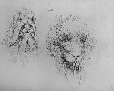 Two Heads of Monsters, c1480 1945 af Leonardo da Vinci