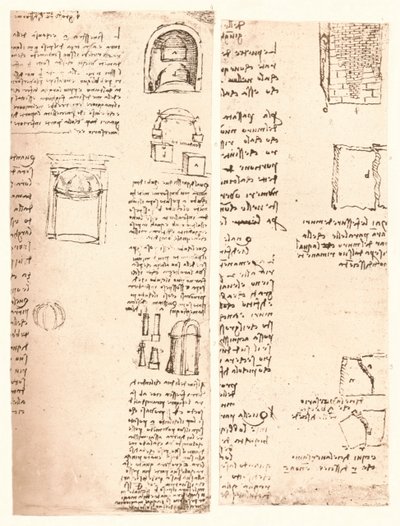 To arkitektoniske tegninger, c1472-c1519 1883 af Leonardo da Vinci