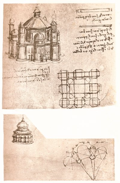 To tegninger af kirker, c1472-c1519 1883 af Leonardo da Vinci