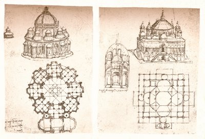To tegninger af kirker, c1472-c1519 1883 af Leonardo da Vinci