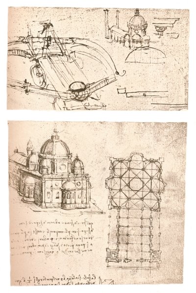 To tegninger af kirker, c1472-c1519 1883 af Leonardo da Vinci