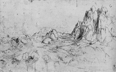 Udsigt over en bjergkæde, c1480 1945 af Leonardo da Vinci