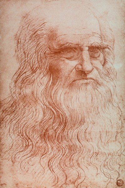 Portræt af Leonardo da Vinci, kopi af Selvportræt af Leonardo da Vinci, sanguine, Accademia Gallery, Venedig af Leonardo da after Vinci