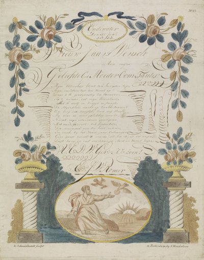 Ønskebrev med Elias fodret af ravne af Leonardus Schweickhardt