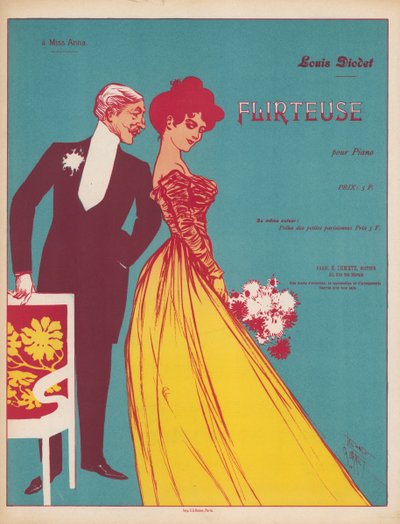 Flirteuse (farvelitografi) af Leonce Burret