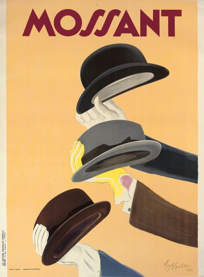 Reklameplakat for Mossant-hatte, 1938 af Leonetto Cappiello
