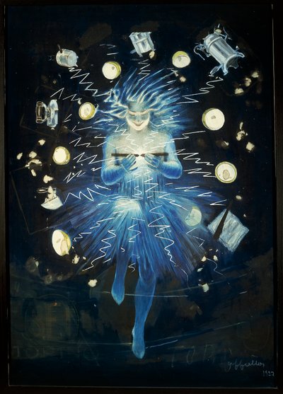 Skitse af reklame for elektrisk udstyr, af Leonetto Cappiello, pasteltegning af Leonetto Cappiello