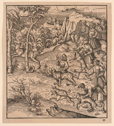 En kronhjortjagt fra "Der Weisskunig" af Leonhard Beck