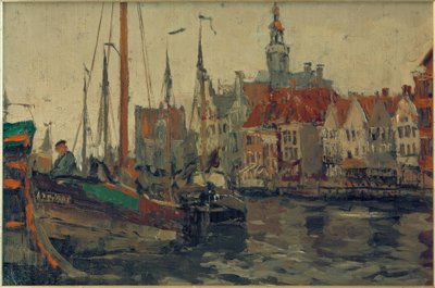 Fischewer i havnen i Emden af Leonhard Sandrock