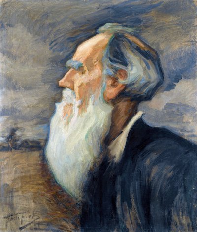 ""Forfatteren Leon Tolstoy (1828-1910) (Portræt af Leo Tolstoy) Maleri af Leonid Osipovich Pasternak (1862-1945), - Olie på lærred, 77,5x66 Privat samling af Leonid Osipovic Pasternak