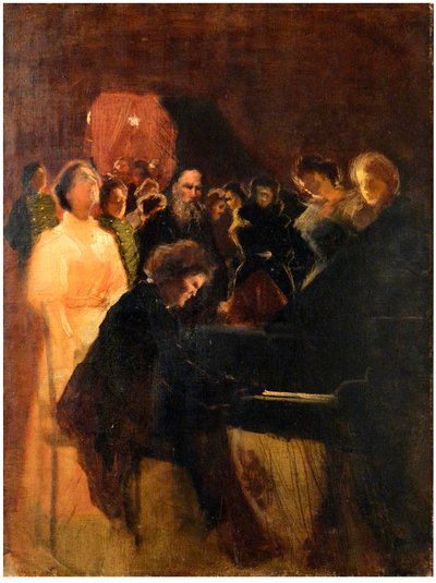 Leo Tolstoy ved koncerten givet af Anton Rubinstein (1829-1894) par Pasternak, Leonid Osipovich (1862-1945). Pastel på pap, størrelse: 64x50 af Leonid Osipovic Pasternak