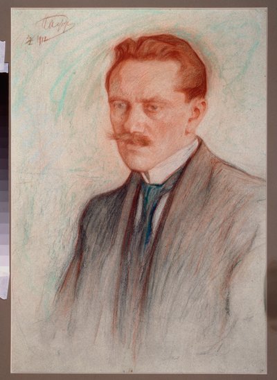Portræt af digteren Jurgis Baltrusaitis (1873-1944). Værk af Leonid Osipovich Pasternak (1862-1945), sangvinsk og kridt på papir af Leonid Osipovic Pasternak
