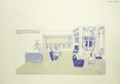 Et design til et værelse, ca. 1901 (farve litho) af Leopold (after) Bauer