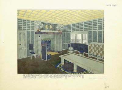Spisestue, Wien, ca. 1901 (farvelitografi) af Leopold Bauer