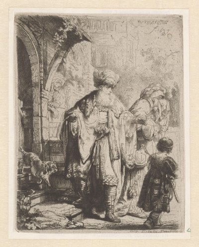 Abraham drev Hagar og Ismael ud af Leopold Flameng