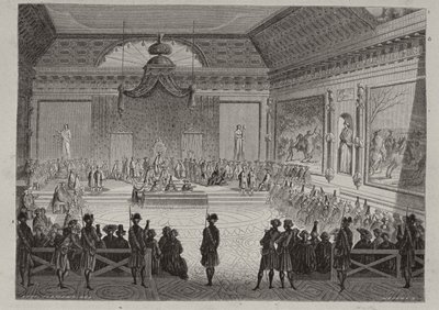 Assembly of the Notables, 1787, graveret af Antoine Auguste Ernest Hebert (1817-1908) af Leopold Flameng