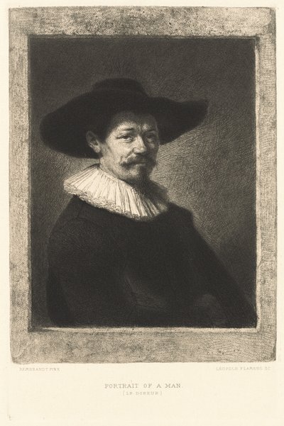 Portræt af en mand (The Gilder) af Leopold Flameng after Rembrandt van Rijn